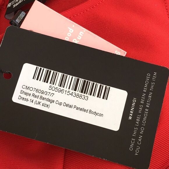 Pretty Little Thing Red BodyCon Shape Bandage Stretch Sexy Mini Dress NEW - Picture 15 of 16